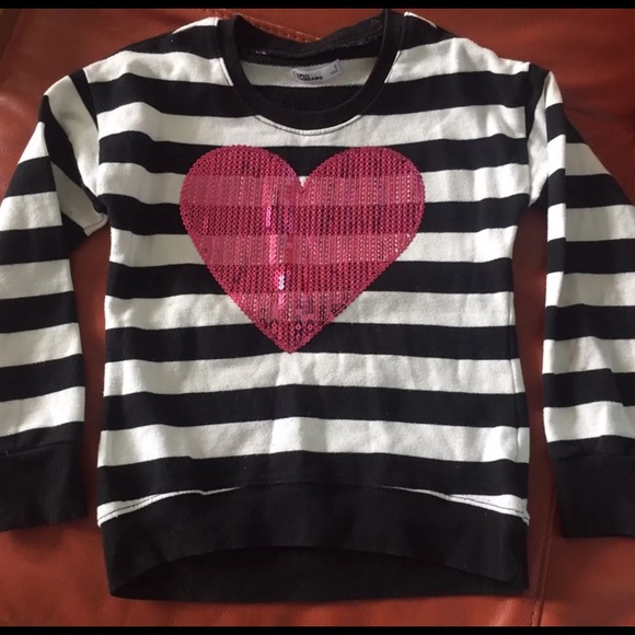 Epic Threads Striped SZ Small Pink Sequin Heart - Picture 1 of 4